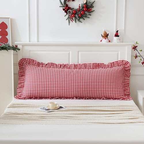 20x54 inches Red/White Gingham Body Pillow Sham 1 Piece - Image 2