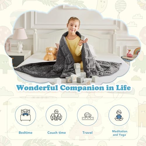 CuteKing Weighted Blanket - Weighted Blanket with Premium Glass Beads - Heavy Blanket Crystal Velvet for Comfortable Rest - Thick Blanket All Season (10lbs, 40"x60", Grey Bubble) - Image 4
