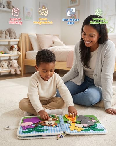 Montessori Busy Book, 8-Page Sensory Activity Toy, Lion - Image 4