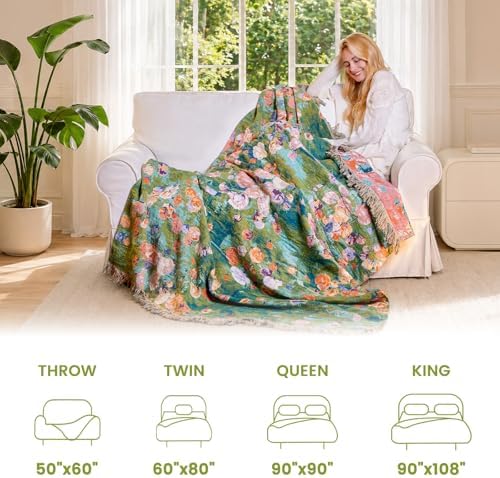 MSGKV Boho Throw Blanket 60"x80" Cotton Floral Twin Blanket for Bed & Couch - Image 5