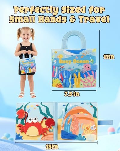 Montessori Busy Book, 8-Page Sensory Activity Toy, Sea Animals - Image 7