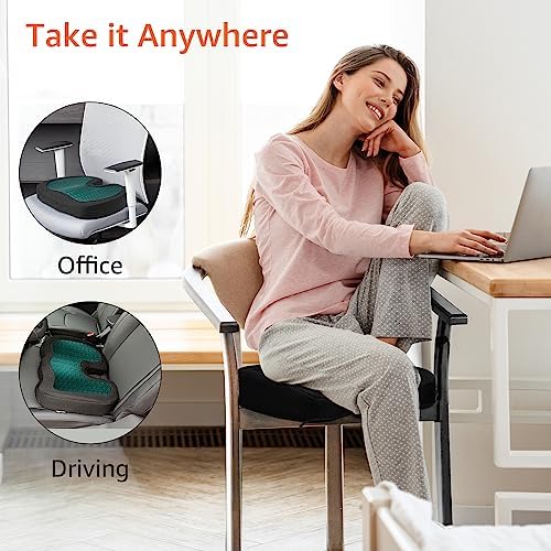 Amazon Basics Comfortable Seat Cushion for Office Chairs, Gel Enhanced Memory Foam, Non-Slip, Cooling Support for Long Sitting, Black - Image 5