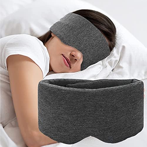 Sleep Mask for Men Women,100% Cotton Sleep Eye Mask with Fully Adjustable Strap, 100% Light Blocking Eye Mask for Sleeping, 0 Pressure Eye Covers for Travel Yoga Nap (Black) by SUWEISHI