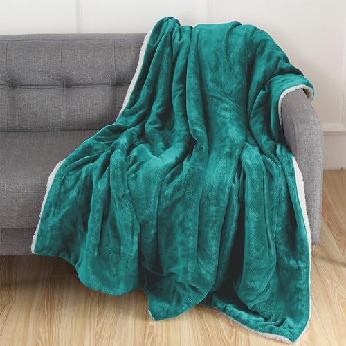Elegant Comfort Luxury Ultra-Plush Velvet Touch Fleece Throw Soft, Warm, Cozy| Micromink Sherpa-Backing Reversible Blanket for Bed, Sofa and Couch, Solid Turquoise - Image 2