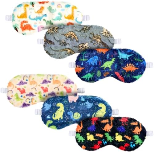 Cuffbow 6 Pack Fuzzy Sleep Masks Plush Eye Mask,Dinosaur,Colorful by Cuffbow