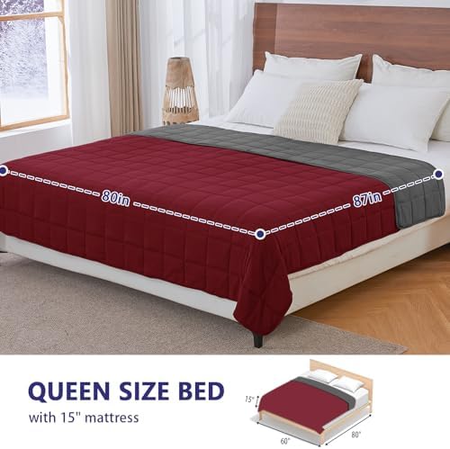 King Size Weighted Blanket for Adults (30 lbs, 80” x 87”, Red Grey) Cooling Heavy Blanket for Sleeping Perfect for 290-310 lbs, Breathable Blanket for Adults & Couple All Season, Machine Washable - Image 2