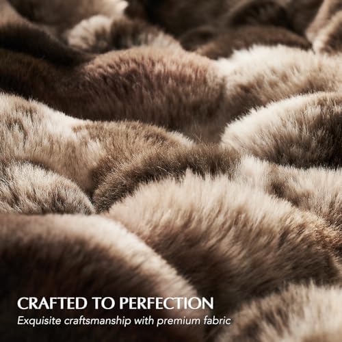 EverGrace Faux Rabbit Fur Bubble Throw Blanket, 50"x60", Mocha Brown - Image 4