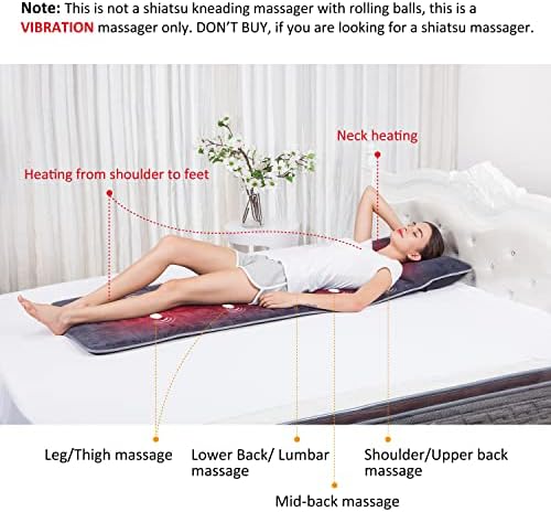 Snailax Memory Foam Massage Mat with Heat, 10 Vibrating Motors Full Body Massager Pad for Back Pain Relief, 6 Heating Pads for Neck, Lumbar, and Leg - Gifts for Mom - Image 2
