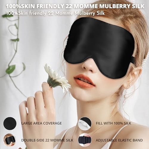 Sleep Mask, 100% 22 Momme Mulberry Silk Eye Mask with Adjustable Strap - Image 2
