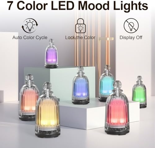 Glass Essential Oil Diffuser, Ultrasonic Aroma Diffuser Glass Cover & Plastic Reservoir with 7 LED Color Changing Light, Auto Shut-Off for Home Office Spa, 120ml(Black Base) - Image 2