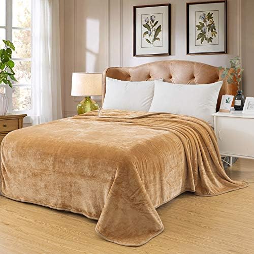 Polar Fleece Throw Blankets Travel Size for The Bed Extra Soft Brush Fabric Super Warm Sofa Throw Blanket 50" x 61"(Camel Travel) - Image 2