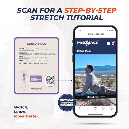 Stretching Exercise Cards – 100 Illustrated Flexibility and Mobility Flash Cards Designed by a Physical Therapist with Video Tutorials for Men and Women - Image 4
