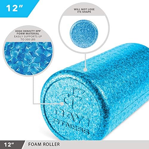 Day 1 Fitness High Density Muscle Foam Rollers - Sports Massage Rollers for Stretching, Physical Therapy, Deep Tissue, Myofascial Release - Ideal for Exercise and Pain Relief – Solid Blue, 12” - Image 4