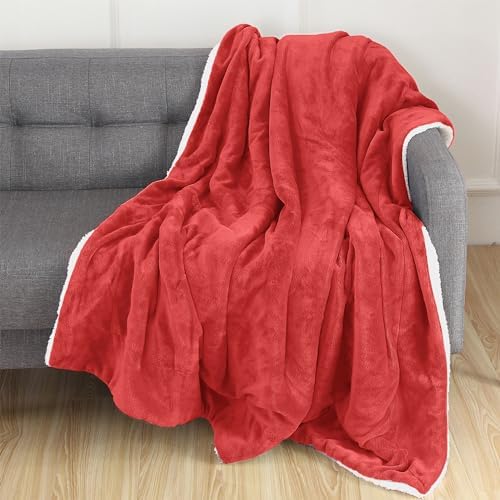 Elegant Comfort Luxury Ultra-Plush Velvet Touch Fleece Throw Soft, Warm, Cozy, Micromink Sherpa-Backing Reversible Blanket for Bed, Sofa and Couch, Red - Image 5