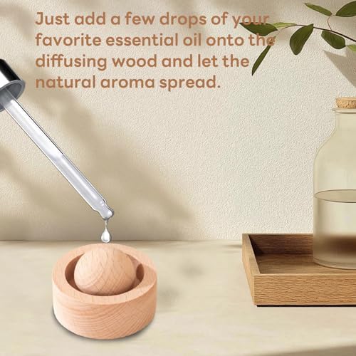 Wooden Essential Oil Diffuser - Round Ball Aromatherapy Diffuser, Walnut and Beech, for Office, Car, Yoga Hall (Beech) - Image 4