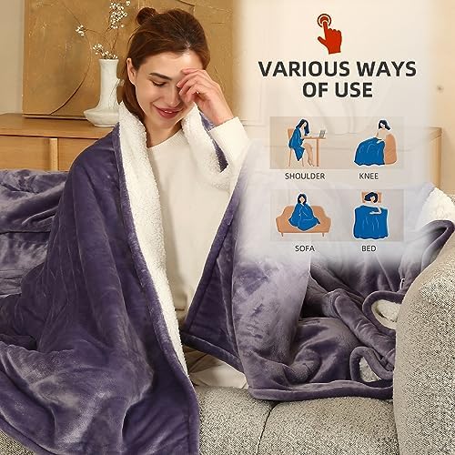 ESTINGO Heated Blanket Electric Blanket Twin Size, Heating Blanket with 5 Heating Levels & 10 Hours Auto Off, Heated Blanket with Overheating Protection for Home, 62"x84", Lavender Purple - Image 5
