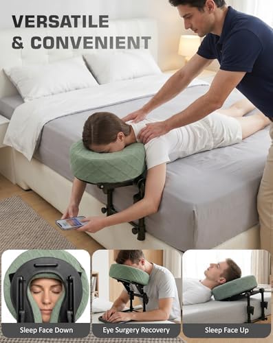 Massage Headrest for Bed with 2 Pack of Covers, Home Mattress Top Massage Kit, Adjustable Face Cradle for Professional and Home Use, Portable Face Down Head Holder Fits All Mattresses - Image 3