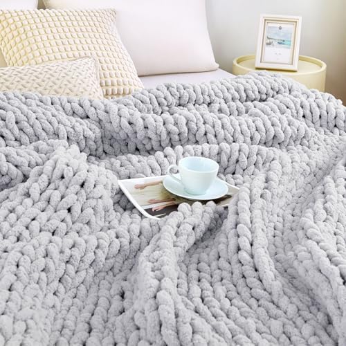 Chunky Knit Blanket Throw for Couch, 51"x63" Chunky Yarn Knitted Blankets by Admitrack