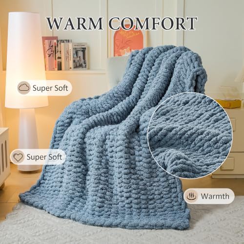 Chunky Knit Blanket Throw for Couch, 51"x63" Chunky Yarn Knitted Blankets - Image 2