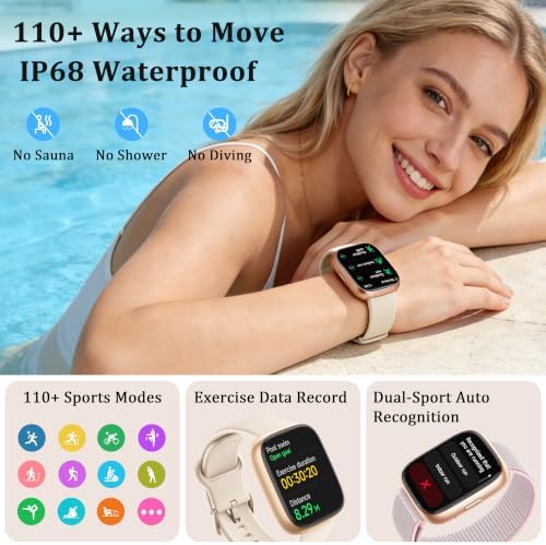 Smart Watch for Women Men, 2026 Upgrade Smartwatch [2 Bands, 44mm case], 1.83" Fitness Tracker Watch Alexa Built-in, Make/Answer Call, HR Sleep Stress Monitor, IP68 Waterproof Step Counter Watch - Image 6