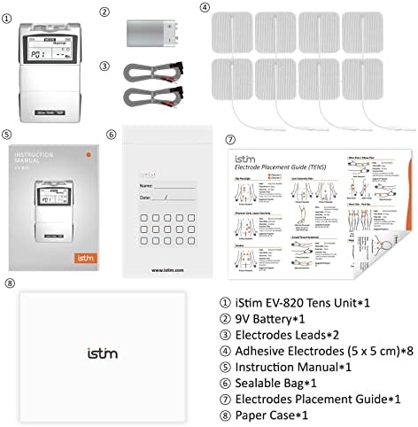 iStim Tens Unit Stimulator Machine - EV820 with 8 Electrodes Japanese Gel for Pain Management, Back Pain and Rehabilitation - Image 6