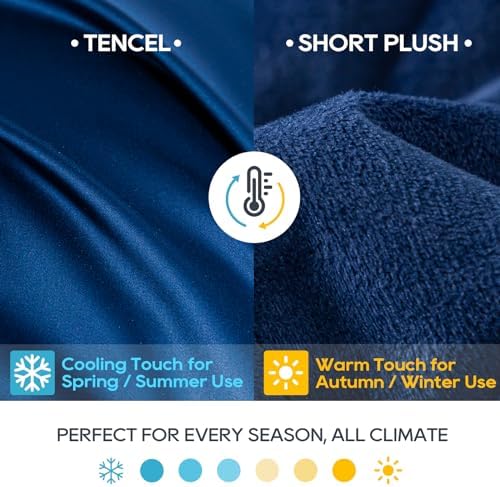 King Size Weighted Blanket 45lb(88''x104'', Dual-Sided), Cozy Warm Velvet & Cooling Tencel Fabric Reversible King Weighted Blanket for Adults & Couples All Season Use - Carry Bag Included, Navy Blue - Image 2