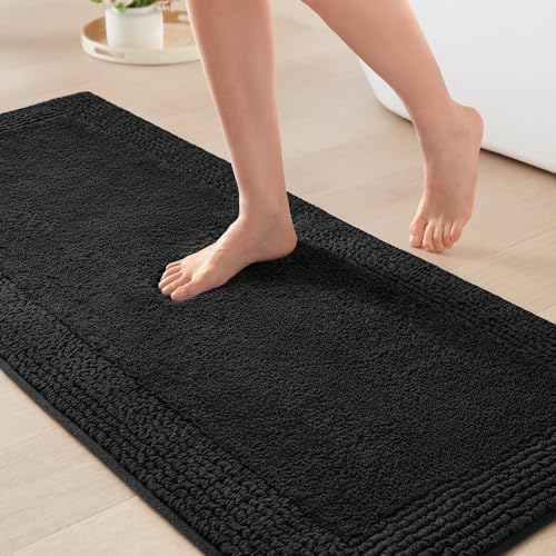Madison Park Splendor Reversible 100% Cotton Bath Runner, 24 x 60, Black by MADISONPARK