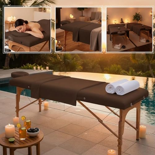 Oudain 4 Sets 3 Piece Soft Microfiber Massage Table Sheets Set Bulk Includes Massage Flat Sheet and Fitted Sheet and Face Rest Cover(Chocolate) - Image 6