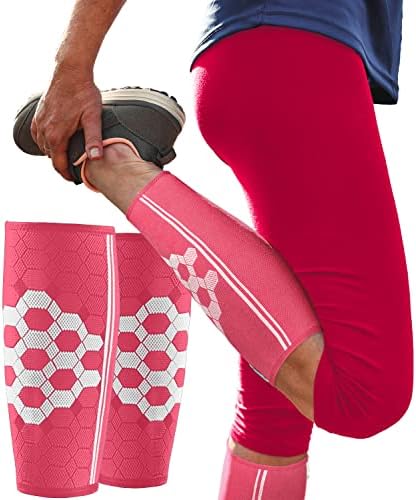 Sparthos Calf Compression Sleeves, Shin Splint Relief Men, Women - Pink-XL by Sparthos