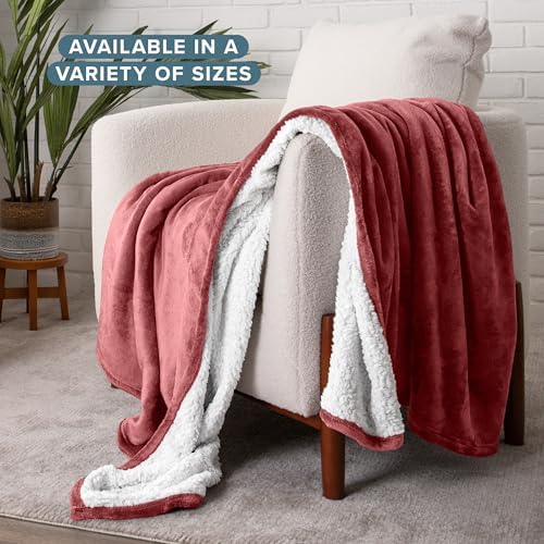 Bare Home Sherpa Fleece Blanket (Full/Queen, Rosewood) - Image 2