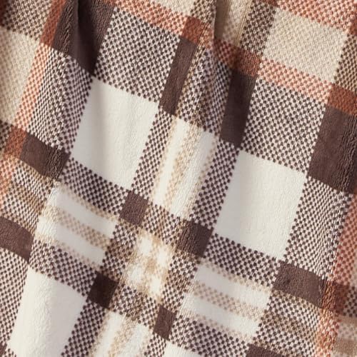 Lucky Brand Longshot Plaid Cocoa Spice Plush Throw Fondue Fudge 50 x 70 in - Image 5