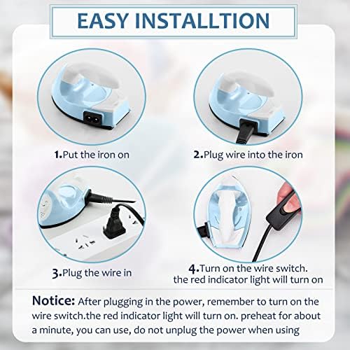 Honoson Mini Craft Iron with Charging Base Tiny,Light Blue - Image 3