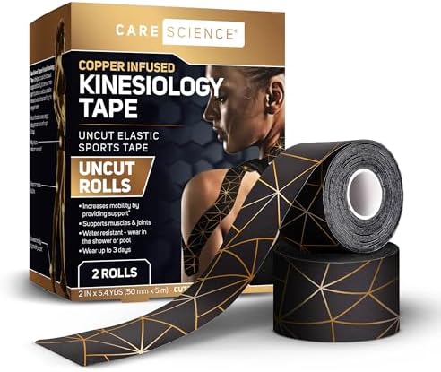 Care Science Waterproof Copper Infused Kinesiology Tape, Uncut, 2 Rolls by CareScience