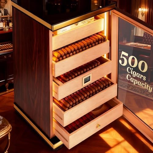 500-Count Cigar Humidor Cabinet with Digital Hygrometer, Gift Set - Image 6