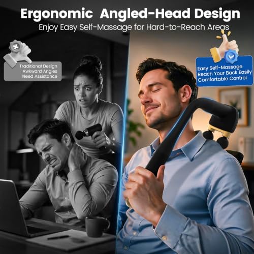 3-in-1 Massage Gun with Detachable Long Handle, Dual-Head Back Massager - Image 2