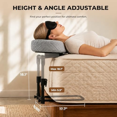 Freebody Massage Headrest for Bed, Adjustable Massage Face Cradle at Home,18" Height Massage Head Holder for Sleeping Mattress, Portable Massage Pillow Face Cradle, Grey - Image 2