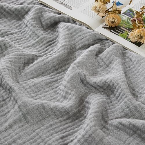 EMME Cotton Muslin Twin XL Blanket Breathable Gauze Soft Lightweight Blankets Adults Gifts for Women (Heather Grey, 66"x90") by EMME