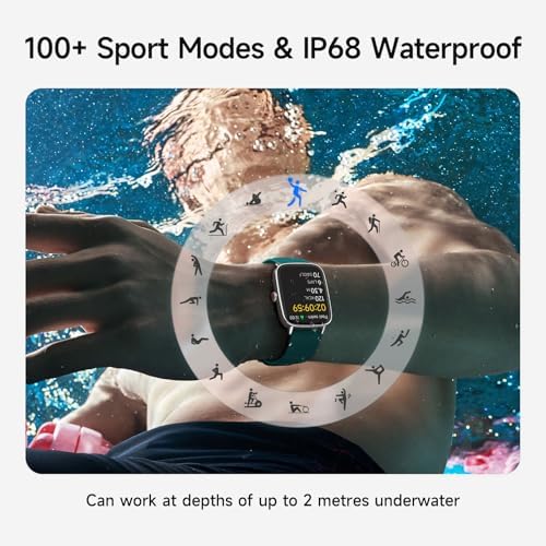 Smart Watch for Men Women, 1.85" HD Smartwatch Compatible iPhone/Samsung/Android (Answer/Make Calls), 100+ Sport Modes Fitness Tracker with Heart Rate/Sleep/SpO2 Monitor, IP68 Waterproof, 2 Bands - Image 4