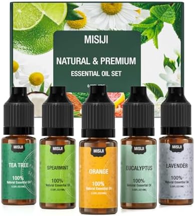 Essential Oils for Diffuser for Home, Top 5 Aromatherapy Oils,Candle&Soap Making,10ml（Orange, Lavender, Peppermint, Eucalyptus, Tea Tree） by MISIJIEssentialOilsOverall