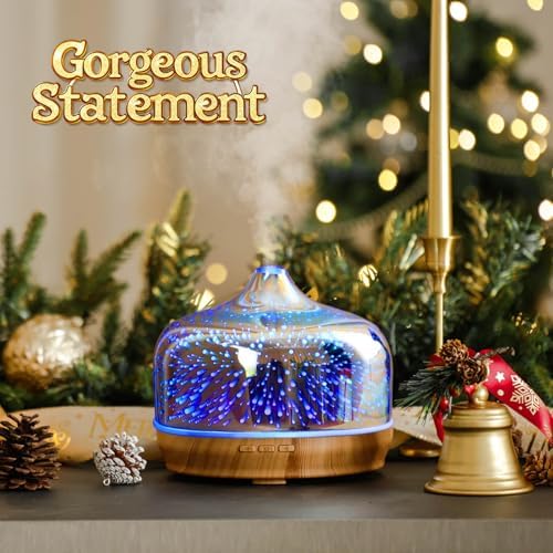 Porseme 500ml Glass Essential Oil Diffuser Aromatherapy Ultrasonic Cool Mist Humidifier 15-21 Running Hours Waterless Auto-Off Air Diffusers for Sleeping Yoga Working Spa(Silver) - Image 4