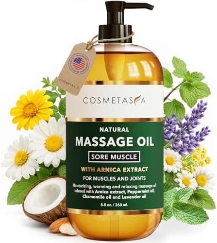 Cosmetasa Sore Muscle Massage Oil - 8.8 oz, Soothes Muscle and Joint with Arnica Extract, Peppermint, Chamomile, and Lavender Oil (8.8 oz, Sore Muscle) by Cosmetasa