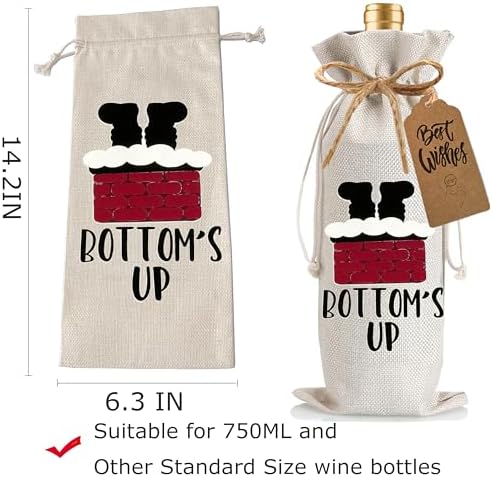 1Pcs Christmas Chimney Wine Bags Christmas Gift Bag, Wine Bottle Bags Merry Xmas Bottle Covers for Merry Christmas,Holiday Party,Storage with 1Pcs Kraft Blessing Cards and natural jute rope - Image 2