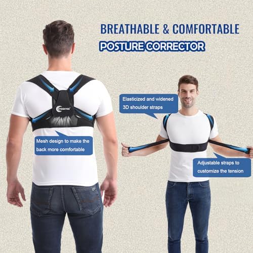 Paskyee Posture Corrector for Women and Men, Adjustable Back Brace for Neck, Shoulder, and Upper Back Pain Relief, Back Straightener for Clavicle Support Black S/M - Image 5