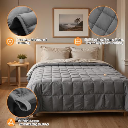 Queen Size Weighted Blanket for Adults (20 lbs 60" x 80") Soft Cotton - Image 5