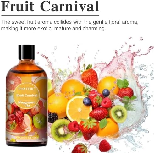 PHATOIL 3.38FL.OZ Fruit Carnival Fragrance Oils for Aromatherapy, Essential Oils for Diffusers for Home, Perfect for Diffuser, Yoga, Skin Care, DIY Candle and Soap Making - 100ml - Image 2