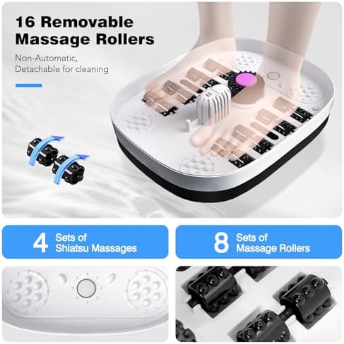 KNQZE Collapsible Foot Spa Bath with Heat & Remote Control, Bubble Massage, Temperature Control, Red Light (Black) - Image 2