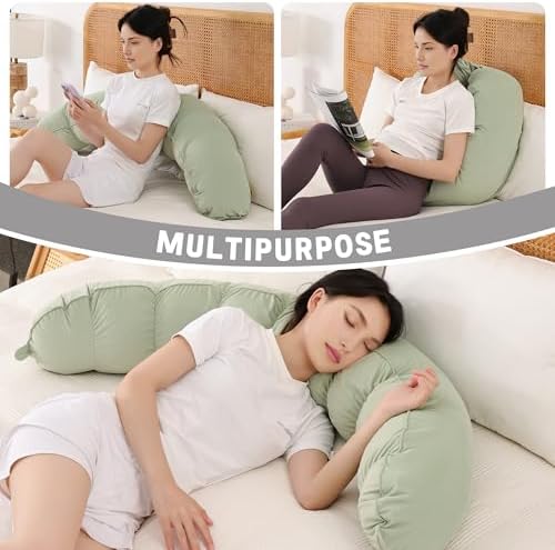 Peallow(Pat. Pend) – Long Round Body Pillow for Adults, Bolster Pillow for Sleeping, Soft and Supportive Pillow for Sleeping & Lumbar Support (Celadon Green,59") - Image 6