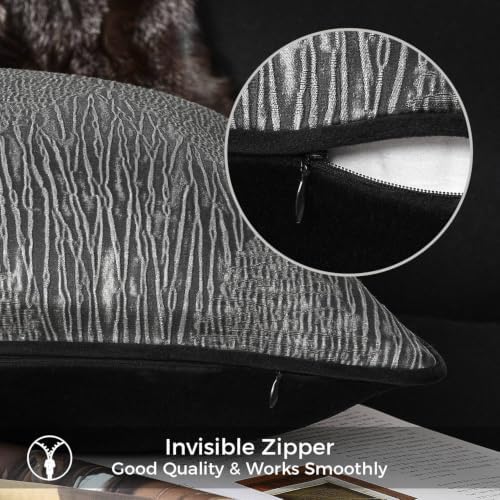 Designer Onyx Black Abstract Texture Throw Pillow Cover, Luxury Pillow Cover for Modern & Classic Home Decor, 20x12 Inch (Single Pack) - Image 4
