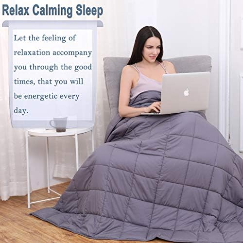 KPBLIS Weighted Blanket 15 lbs 48" x 72" for 130-170 lbs, 7 Layers Heavy Blanket with Cooling Breathable Cotton and Glass Beads, Dark Gray - Image 5