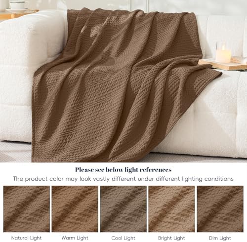 PHF Lightweight Waffle Weave Blanket Twin Size 66"x 90", Soft Woven Summer Blanket for Hot Sleepers - Aesthetic Home Decor for Couch Bed Sofa, Pet Friendly, Mocha - Image 5